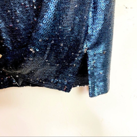 MOULINETTE Soeus Anthropologie Navy blue sequin dress - Picture 5 of 10